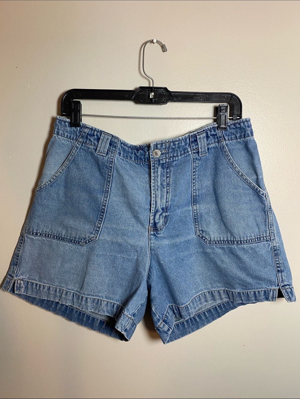 vintage Essentials high-waisted denim utility mom shorts